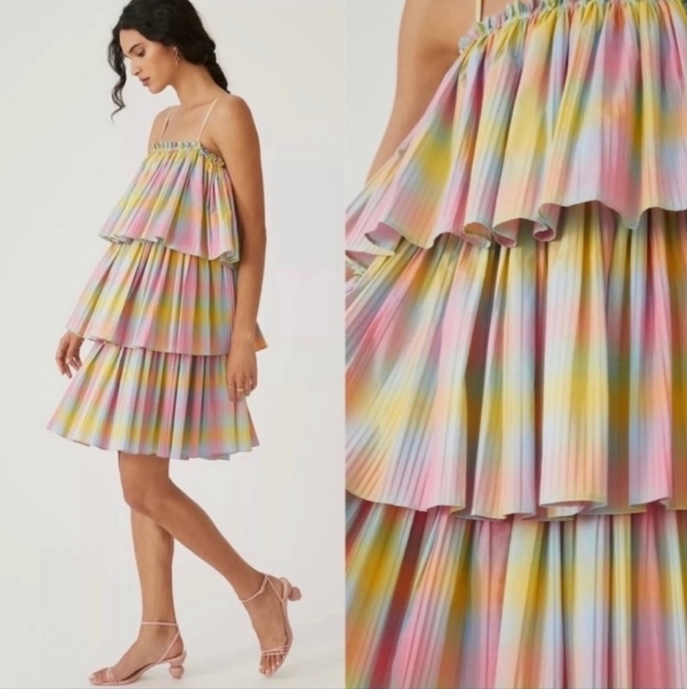 Anthropologie Square Neck Tiered Dress H